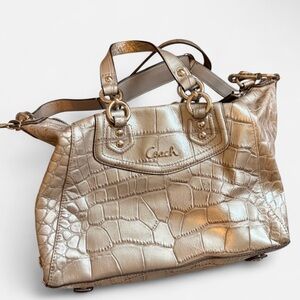 Coach Ashley Embossed Leather Croc Bag